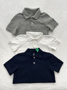 GAP Kids Lot of 3 Polo Pique Short Sleeve Boy Size S (6-7) Organic Cotton